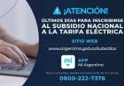 SUBSIDIO A LA TARIFA ELÉCTRICA: ÚLTIMOS DÍAS PARA INSCRIBIRSE Y NO PERDER EL BENEFICIO